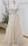 Timeless Bridal Gown Ball Gown Off The Shoulder White Lace Appliques Long Sleeves Wedding Dresses Elegant Bridal Gowns HZ1121