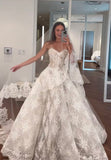 Princess Bridal Dress Ball Gown Sweetheart Sleeveless Lace White Wedding Dresses Pretty Bridal Gowns HZ1121