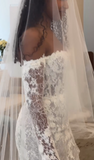 Timeless Bridal Gown Mermaid Off The Shoulder White Lace Long Sleeves Wedding Dresses Elegant Bridal Gowns HZ1121