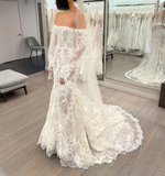 Timeless Bridal Gown Mermaid Off The Shoulder White Lace Long Sleeves Wedding Dresses Elegant Bridal Gowns HZ1121
