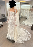 Timeless Bridal Gown Mermaid Off The Shoulder White Lace Long Sleeves Wedding Dresses Elegant Bridal Gowns HZ1121