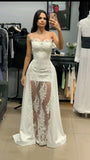 Princess Bridal Dress Sheath Sweetheart Sleeveless Lace White Wedding Dresses Pretty Bridal Gowns HZ1121