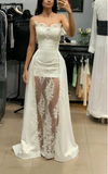 Princess Bridal Dress Sheath Sweetheart Sleeveless Lace White Wedding Dresses Pretty Bridal Gowns HZ1121