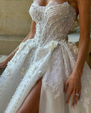 Unique Bridal Gown Ball Gown Sweetheart Tulle Sleeveless White Lace Wedding Dresses Modest Bridal Gowns HZ1121