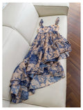 Cute High Low Square Neck Chiffon Blue Floral Formal 8th Grade Homecoming Dresses Summer Middle School Hoco Dress Homecoming Outfits HZ1121
