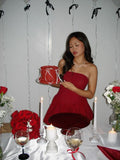 Pretty A Line Strapless Red Satin Short Formal 8th Grade Homecoming Dresses Summer Middle School Hoco Dress 18th Birthday Outfits HZ1121