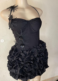 Sexy Sheath Halter Black Sleeveless Mini Short Formal 8th Grade Homecoming Dresses Summer Middle School Hoco Dress Homecoming Outfits Birthday Outfit HZ1121