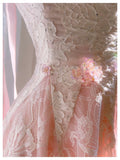 Cute A line Square Neck Lace Pink Formal 8th Grade Homecoming Dresses Summer Middle School Hoco Dress Homecoming Outfits HZ1121