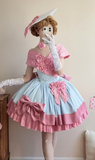 Sweet Off Shoulder Ball Gown Satin Sleeveless Birthday Dress Pink Lolita Dress HZ1121