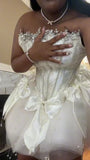 Sexy Ball Gown Strapless White Tulle Short Summer Birthday Dress Hoco Dress Birthday Outfit 18th Birthday Mini Party Dresses HZ1121