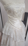 Princess Bridal Dress Ball Gown Strapless Sleeveless Lace White Appliques Wedding Dresses Pretty Bridal Gowns HZ1121