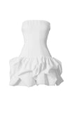 Cute A line Strapless Satin White Summer Short Birthday Dress Hoco Dress Birthday Outfit 19th Birthday Mini Cocktail Dresses HZ1121
