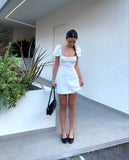 Sexy A line Square Neckline Short Summer 20th Birthday Dress Hoco Dress Birthday Outfit 18th Birthday Mini Party Dresses HZ1121