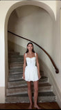 Sexy A Line Straps White Short Summer Birthday Dress Hoco Dress Birthday Outfit 16th Birthday Mini Party Dresses HZ1121