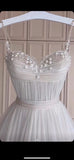 Classic Bridal Gown A Line Spaghetti Straps Tulle White Wedding Dresses Minimalist Bridal Gowns HZ1121