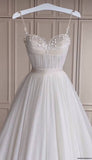 Classic Bridal Gown A Line Spaghetti Straps Tulle White Wedding Dresses Minimalist Bridal Gowns HZ1121