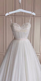 Classic Bridal Gown A Line Spaghetti Straps Tulle White Wedding Dresses Minimalist Bridal Gowns HZ1121