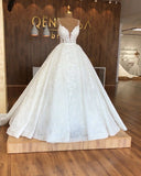 Classic Bridal Gown Ball Gown Spaghetti Straps Lace White Wedding Dresses Minimalist Bridal Gowns HZ1121
