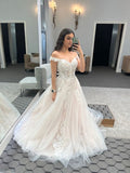 Ethereal Wedding Dress Ball Gown Off The Shoulder Lace White Wedding Dresses Bridal Gowns HZ1121