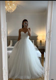 Classic Bridal Gown Ball Gown Sweetheart Tulle White Wedding Dresses Minimalist Bridal Gowns HZ1121