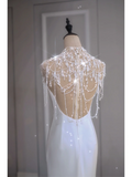 Ethereal Wedding Dress Mermaid High Neck Long White Wedding Dresses Bridal Gowns HZ1121