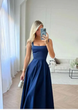 Classic Bridal Gown A line Square Satin White Summer Wedding Dresses Minimalist Bridal Gowns HZ1121