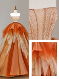 Gorgeous Ball Gown Strapless Tulle Long Prom Dress Party Dress Graduation Dresses HZ1121
