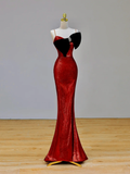 Gorgeous Mermaid Spaghetti Straps Red Long Prom Dress Party Dress Graduation Dresses HZ1121
