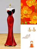 Gorgeous Mermaid Spaghetti Straps Red Long Prom Dress Party Dress Graduation Dresses HZ1121