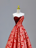 Elegant Glamour Ball Gown Sweetheart Tulle Red Floral 21st Birthday Dresses Evening Gown Birthday Outfits Evening Dress For Women HZ1121