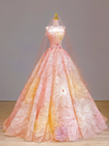 Elegant Glamour Ball Gown Strapless Tulle Pink Floral 21st Birthday Dresses Evening Gown Birthday Outfits Evening Dress For Women HZ1121