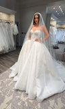 Classic Brides Dress Ball Gown Sweetheart Lace White Wedding Dresses Minimalist Bridal Gowns HZ1121