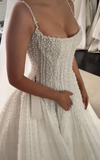 Pretty Wedding Dress Ball Gown Spaghetti Straps Sequin White Wedding Dresses Bridal Gowns HZ1121