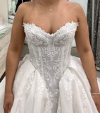 Classic Brides Dress Ball Gown Sweetheart Lace White Wedding Dresses Minimalist Bridal Gowns HZ1121