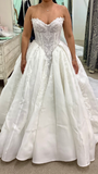 Classic Brides Dress Ball Gown Sweetheart Lace White Wedding Dresses Minimalist Bridal Gowns HZ1121