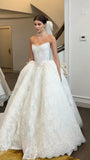 Elegant Bridal Dress Ball Gown Sweetheart White Lace Wedding Dresses Minimalist Bridal Gowns With Pearls HZ1121
