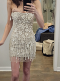 Rustic Wedding Dress Sheath Strapless White Sequin Short Summer Wedding Dresses Bridal Gowns HZ1121