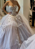 Elegant Bridal Dress Ball Gown Sweetheart White Tulle Wedding Dresses Minimalist Bridal Gowns With Pearls HZ1121