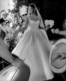 Pretty Wedding Dress Ball Gown Straps Sequin White Wedding Dresses Bridal Gowns HZ1121