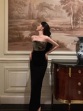 Modest Sheath Strapless Black Satin 21st Birthday Dress Party Gown Birthday Outfits Birthday Dress Ideas For Women HZ1121