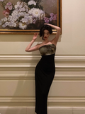 Modest Sheath Strapless Black Satin 21st Birthday Dress Party Gown Birthday Outfits Birthday Dress Ideas For Women HZ1121