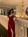 Modest Sheath Spaghetti Straps Satin 21st Birthday Dress Party Gown Birthday Outfits Birthday Dress Ideas For Women HZ1121