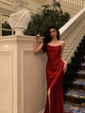 Modest Sheath Spaghetti Straps Satin 21st Birthday Dress Party Gown Birthday Outfits Birthday Dress Ideas For Women HZ1121