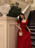 Modest A line Short Sleeves Red 21st Birthday Dress Party Gown Birthday Outfits Birthday Dress Ideas For Women HZ1121