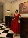 Modest A line Short Sleeves Red 21st Birthday Dress Party Gown Birthday Outfits Birthday Dress Ideas For Women HZ1121
