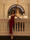 Elegant Sheath Spaghetti Straps Red 23rd Birthday Dress Party Gown Birthday Outfits Birthday Dress Ideas For Women HZ1121