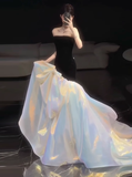 Elegant Glamour Mermaid Strapless Black 21st Birthday Dresses Evening Gown Birthday Outfits Evening Dress For Women HZ1121