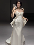 Classic Bridal Gown Mermaid Sweetheart Satin White Wedding Dresses Minimalist Bridal Gowns HZ1121