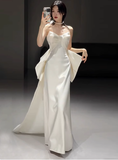 Classic Bridal Gown Mermaid Sweetheart Satin White Wedding Dresses Minimalist Bridal Gowns HZ1121