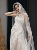 Classic Bridal Gown Sheath One Shoulder Lace White Wedding Dresses Minimalist Bridal Gowns HZ1121